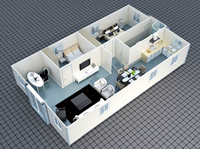 Maison conteneur extensible de 40 pieds |   Utilisation hôtelière |   Panneau PU 100 mm Haute Isolation |   Résistant aux tremblements de terre, classe 7, résistance au vent 120 km/h |