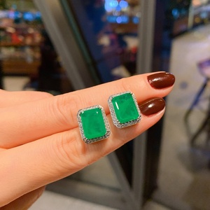 High Quality Eco-friendly Copper Fashion 8*12mm Green Zircon Geometric Pendant <b>Earrings</b> Ring <b>Set</b> Jewelry <b>Set</b> for Women - Product Image 5