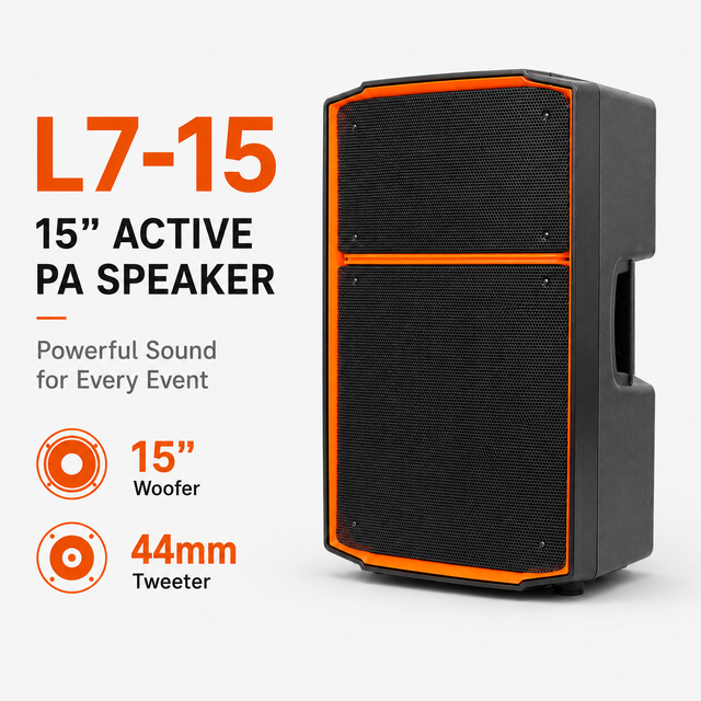 Factory 15 Inch 2-Way Active PA Speaker 500W RMS Class D Bi-amp Professional Stage Loudspeaker for DJ Concert Wedding Live Sound