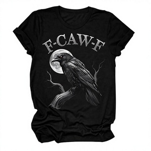 FCYOSO <span class=keywords><strong>Black</strong></span> Crow F-Caw-F Moon T-shirt in cotone con stampa grafica divertente a maniche corte, unisex, XXL, vestibilità regolare - Product Image 3
