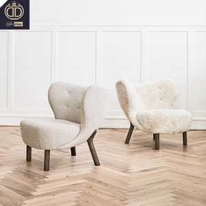 Gamba in legno <span class=keywords><strong>piccola</strong></span> <span class=keywords><strong>Petra</strong></span> Lounge bianco Boucle soffice accento sedia moderna <span class=keywords><strong>piccola</strong></span> orsacchiotto bouclé tessuto Amr sedia - Product Image 1