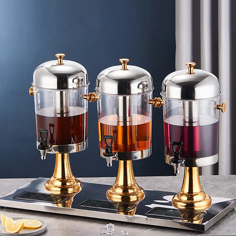 Customized Juice Dispenser Machine Gold Beverage Dispenser 8/16/24L Stainless Steel Juice Dispenser