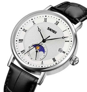 Montres analogiques à quartz populaires <span class=keywords><strong>Skmei</strong></span> 9308 avec phase lunaire, montres en cuir avec date, montres-bracelets pour hommes - Product Image 2