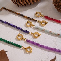 Collier Zooying en pierres naturelles colorées de 4 mm pour l'automne et l'hiver, fermoir en acier inoxydable plaqué sous vide