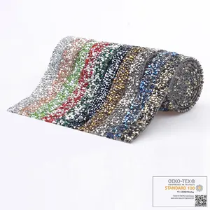 Bling Rock Fine Diamond Hot Fix con nastro di cristallo in ferro su strass <span class=keywords><strong>Applique</strong></span> rifiniture per abiti da sposa accessori - Product Image 1