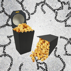 Seau à Popcorn Thème Cinéma 900ml en Papier Couché Doré Recyclable – Boîte Carrée – Vente Flash - Product Image 3
