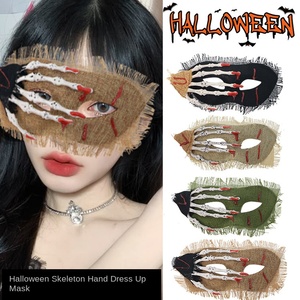 Masque de mascarade d'horreur en plastique pour Halloween adulte squelette main bricolage couvrant les yeux sérigraphié accessoires de déguisement de Cosplay habiller - Product Image 2