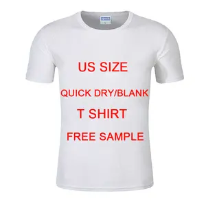 Erkekler için süblimasyon beyaz T Shirt baskı logosu için % 100 Polyester BlankT gömlek
