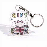 Porte-clés en acrylique transparent imprimé UV double face, personnalisé avec personnage de dessin animé, pour sac ou voiture, vente en gros