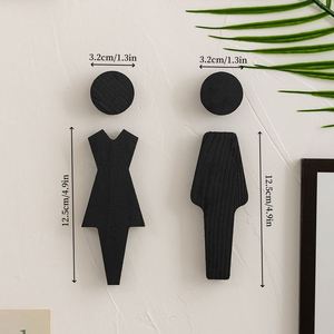 Cross-Border Wooden Modern Simple Design Men's Women's Toilet Signage Hotel Restroom Decor <b>Mirror</b> <b>Wall</b> Craft for Home Decoration - Product Image 4