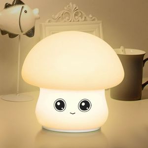 Luz Nocturna pequeña recargable para niños, lámpara táctil colorida de silicona con forma de seta Led, regalo de Navidad - Product Image 1