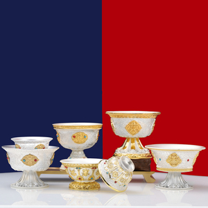 Huit bols tibétains en métal de bon augure bols en argent doré pour <span class=keywords><strong>le</strong></span> <span class=keywords><strong>Tibet</strong></span> - Product Image 4