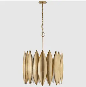 Modern Farmhouse Vintage Hanging Lighting Loft Living Room Lobby Foyer Round Ring Brass Chandeliers Pendant Light Lamp