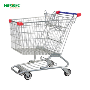 Chariot de courses commercial 180L 210L 240L de style américain, robuste, en métal, avec siège pour bébé - Product Image 1