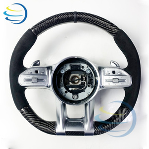 พวงมาลัยคาร์บอนไฟเบอร์คุณภาพระดับ OEM สำหรับ Mercedes-Benz รุ่น Heated Vibration <span class=keywords><strong>AMG</strong></span> C63 C43 G63 C300 CLS W218 W219 550 500 C257 - Product Image 1