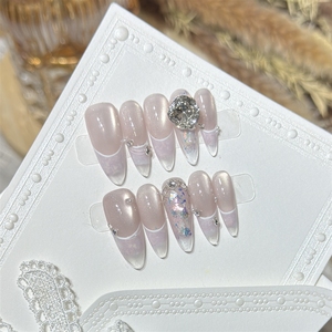 <span class=keywords><strong>Uñas</strong></span> Postizas Acrílicas de Alta Calidad Hechas a Mano, Color Morado Gelatinoso, Estilo Elegante y Dulce, con Efecto Ojo de Gato, Venta al Por Mayor - Product Image 1