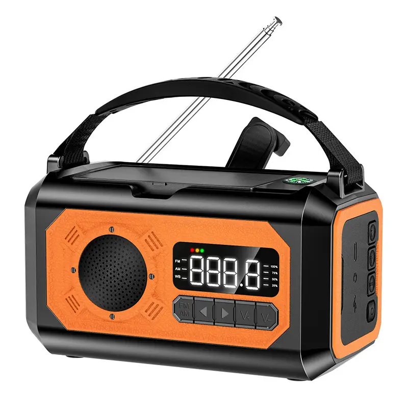 Outdoor Handbediende Stroomopwekking Radio Kompas Zaklamp Noodlicht Zonne-Radio
