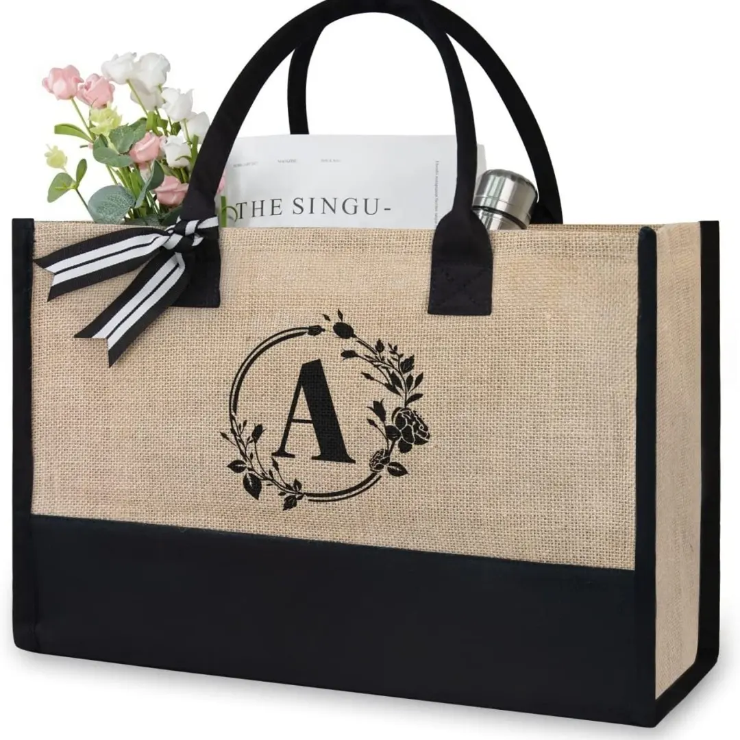 Regenboog Grote Waterdichte Custom Linnen Jute Jute Canvas Tote Boodschappentassen Met Logo 'S Voor Vrouwen Groothandel Klassieker