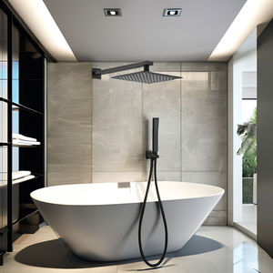 Meilleures ventes Mélangeur de douche en laiton à poignée unique d'hôtel Carré caché Noir mat Cascade Douce Pluie Spray Soft Bath Caractéristiques - Product Image 2