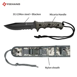 Yangjiang Factory Sale Micarta Handle Stainless Steel Hunting Knife Fixed Blade Outdoor Knife