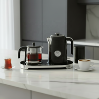 Nouvel Arrivage Ensemble de théière du Moyen-Orient 1,7 L en acier inoxydable, bouilloire électrique sans fil + théière en verre, contrôle de la température, usage domestique