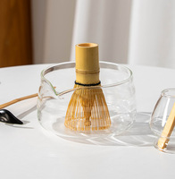 Kit de Cérémonie du Matcha Professionnel avec Logo Personnalisé, comprenant un Fouet en Céramique Transparente, un Bec Verseur et un Grand Chawan de 550 ml en Bambou