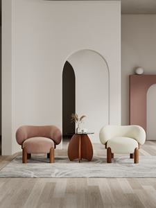 ATUNUS Wabi Sabi Boucle نسيج ناعم أريكة من الخشب الصلب أريكة من الكشير أثاث غرفة المعيشة - Product Image 3