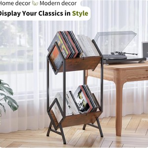 Passing On <b>The</b> <b>Kingdom</b> Vinyl Record Storage Rack Wood Metal CD Display Shelf Floor Bookshelf Magazine Organizer - Product Image 2