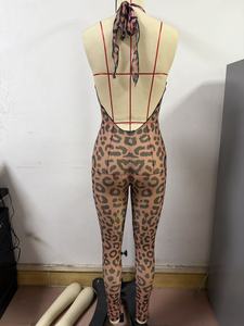 PEEQI MH1039 <span class=keywords><strong>Tuta</strong></span> Senza Maniche da <span class=keywords><strong>Donna</strong></span>, Sexy con Scollo a V Profondo, Schiena Scoperta, Stampa <span class=keywords><strong>Leopardata</strong></span> e Inserti in Rete Trasparente - Product Image 5