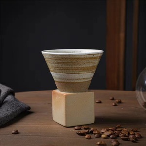 แก้วกาแฟอาหรับลายกากบาทสุดสร้างสรรค์ถ้วยลาเต้ย้อนยุคพร้อมกรวยถ้วยชาและจานรองเครื่องปั้นดินเผาหยาบแบบญี่ปุ่น - Product Image 3