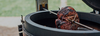 Kit de rôtissoire Auplex BBQ 18 pouces pour Kamado, accessoires, support rotatif pour poulet, acier noir, fonctionne sur piles, résistant à la chaleur