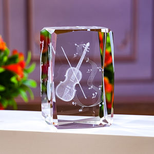 Petit pont en cristal gravé en 3D avec base LED, ornement de <span class=keywords><strong>saxophone</strong></span> et de piano, cadeau pour l'artisanat écologique - Product Image 6