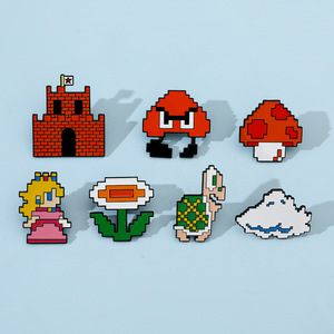 เข็มกลัดโลหะลายการ์ตูนมาริโอซูเปอร์เกมหมุดโลหะเคลือบรูปเห็ดเข็มกลัดปกเสื้อแฟชั่นกระเป๋าเสื้อผ้า - Product Image 1