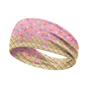 Xiyin Ice Cream Print Sweatband For Kids And Adults Running Yoga Headband Cooling Lycra Sport Band With Drip Design - Product Image 1