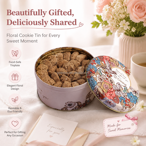JYB Custom Luxury Printed Christmas Metal Round <strong>Tin</strong> Can Food Grade Candy Biscuits Packaging Durable Reusable Cookie <strong>Tin</strong> - Product Image 1