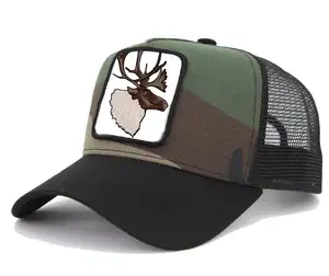 High Quality Custom Patch Animal Logo Trucker Cap Custom 3D Embroidery Unisex Mesh Trucker Hat Snapback Hip Hop Hats For Men