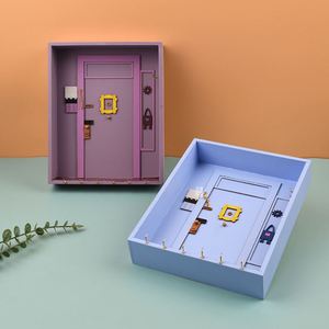 Wholesale Creative Home Decor Modern Simple Mounted <b>Key</b> Storage <b>Rack</b> Door Hook Entryway Purple Box Wooden Craft <b>Wall</b> Shelf - Product Image 1