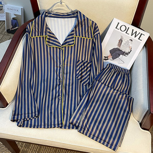 Versione Coreana del Comodo Set Pigiama a Righe Primaverile, Elegante Completo da Casa per Ragazze Indossabile Anche Fuori Casa - Product Image 2