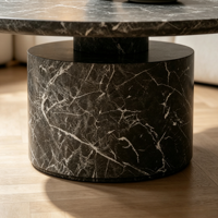 Table basse de salon de luxe en marbre marron, grande table ronde de café, ensemble de tables basses de luxe, plateau moderne unique sur piédestal