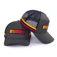 Casquette Trucker en Maille pour Hommes, Modèle Australie Haut de Gamme, 5 Panneaux, 2 Bandes Latérales, Patch en Caoutchouc Personnalisé