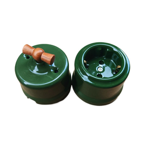 LangYeao Decoratieve 1/2-weg Vintage Retro Knop Wandkeramische Schakelaar met houten voet voor huis EU-stijl 16A Porseleinen EU FR stopcontact - Product Image 3
