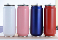 Bouteille de cannette de cola 12oz 17oz avec logo personnalisé Bouteille de sport de sublimation en acier inoxydable à double paroi Cantine de sport avec couvercle rabattable et paille