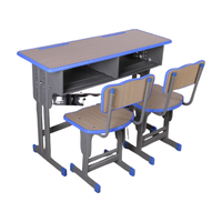 Ensemble de bureau et chaise double moderne et durable en métal et bois pour salle de classe (vente en gros)