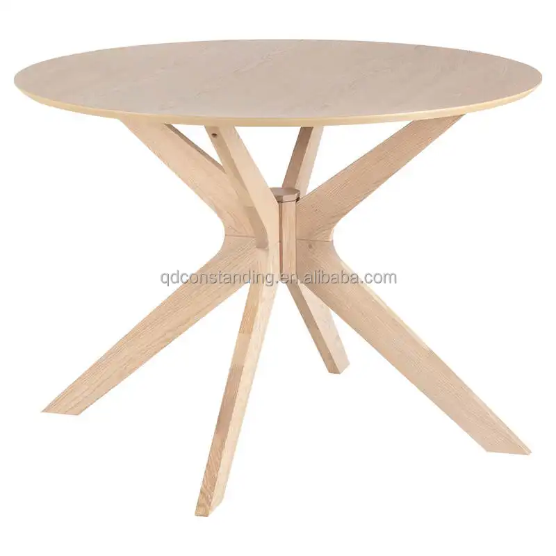 Mesas de comedor laterales redondas de madera con patas cruzadas modernas, de lujo natural