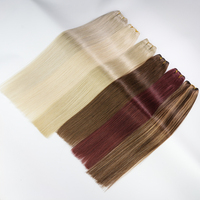 Ekstensi Rambut Manusia Tak Terlihat Double Drawn European Virgin Remy Cuticle Aligned Genius Bundles 12A Salon Packs 24 Inch