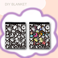 Couverture de Noël à colorier DIY double couche 2026 avec doublure en polaire Sherpa de qualité supérieure et 24 marqueurs lavables