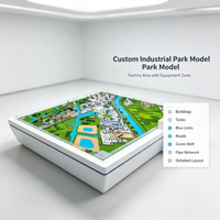 Modèle d'aménagement de parc industriel : Bâtiments d'usine, Blocs de bureaux, Réservoirs, Zone d'équipement bleue, Routes, Ceinture verte, Zones aquatiques
