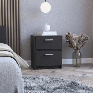 Trivor 2 Drawer Nightstand <b>Black</b> Metal Handles <b>Bedside</b> Storage <b>Table</b> - Product Image 1