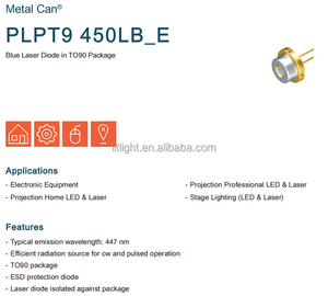 <span class=keywords><strong>TO90</strong></span> Package 439-461 447 nm Instrument d'alignement laser Collimateur AMS-OSRAM Métal Can PLPT9 450LB _ E 450nm 5W Diode laser bleue - Product Image 5
