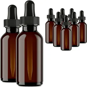 5ml 10ml 15ml 20ml 30ml 50ml 100mL botella de aceite esencial de vidrio ámbar con cuentagotas para botella de suero